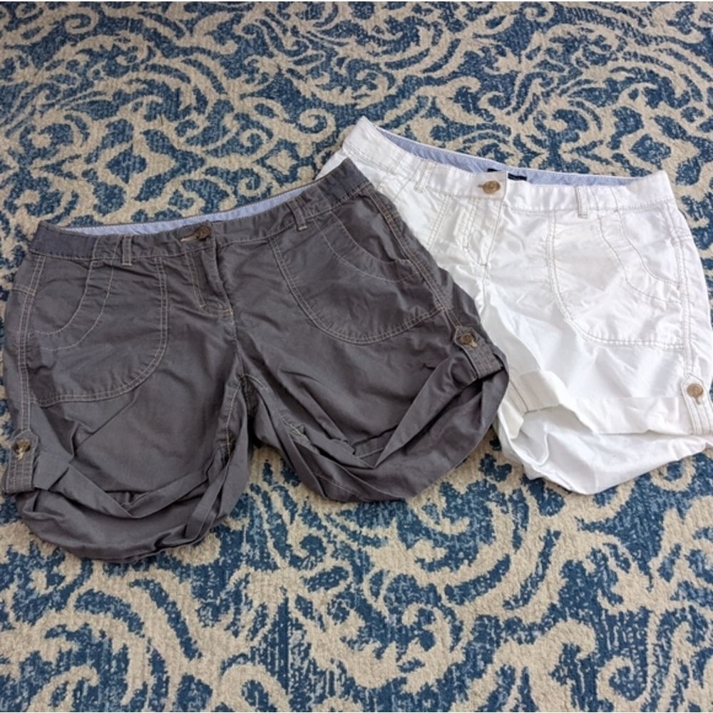 2 pair of size 8 Tommy Hilfiger shorts rolled cuff grey white summer vacation